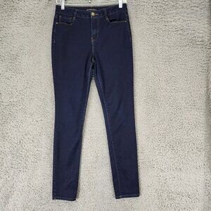 Poured In Blue Jeans Womens 9 Dark Wash Stretch Mid Rise Shaping Skinny